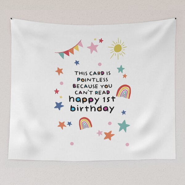 Item preview, Cute Baby Birthday Card, Happy First Birthday Card for Baby, Funny 1st Birthday Card for Son Daughter, Happy 1 Year Old designed and sold by Jesticker.
