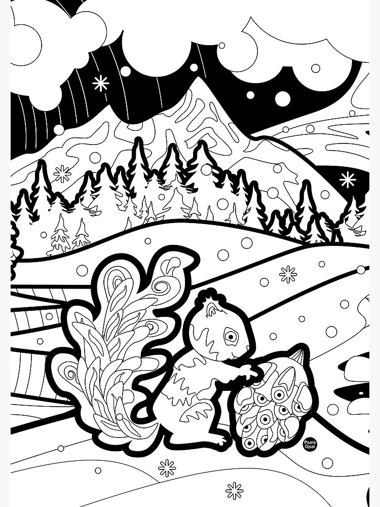 Thumbnail 3 of 3, Journal, Monisms Number 6, Squirrel in Snow designed and sold by PaolaOpal.
