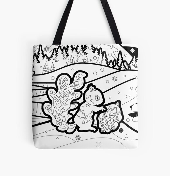 Monisms Number 6, Squirrel in Snow All Over Print Tote Bag