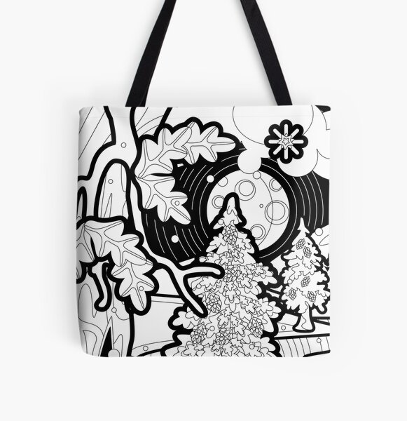 Monisms Number 5, Trees and Moon All Over Print Tote Bag