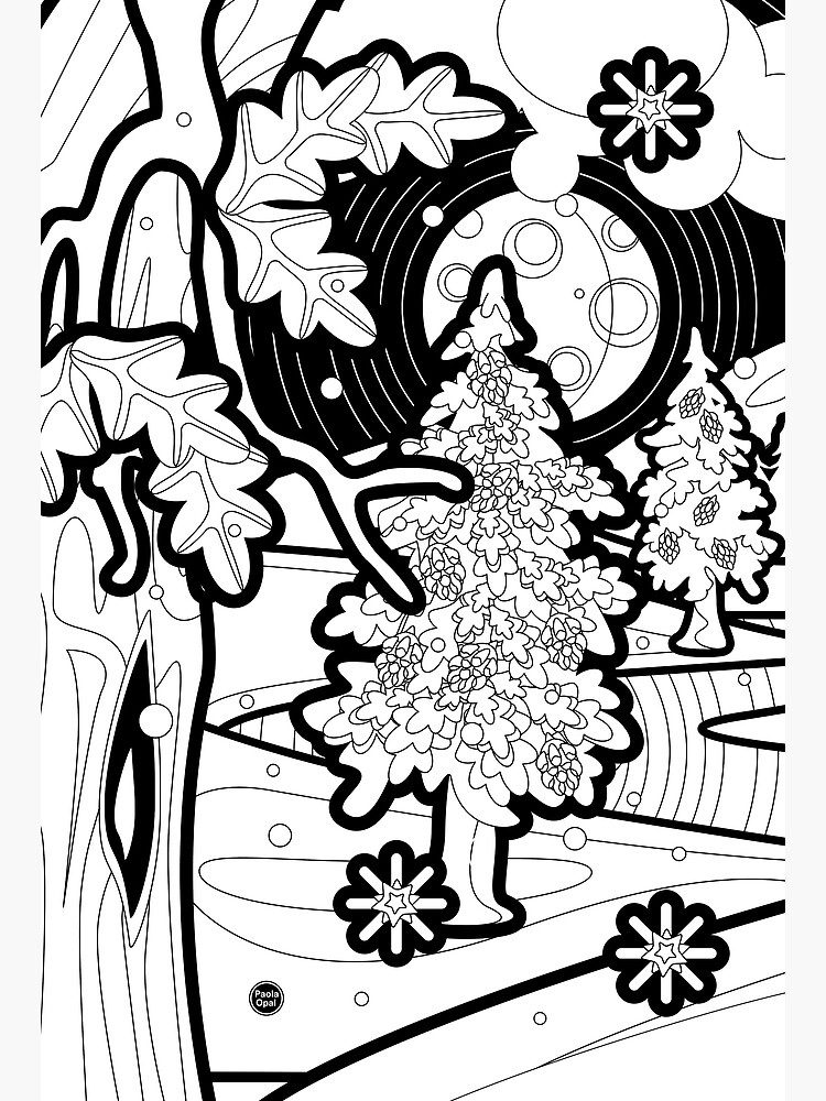 Thumbnail 2 of 2, Postcard, Monisms Number 5, Trees and Moon designed and sold by PaolaOpal.
