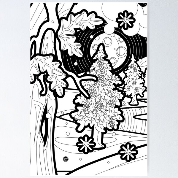 Monisms Number 5, Trees and Moon Poster