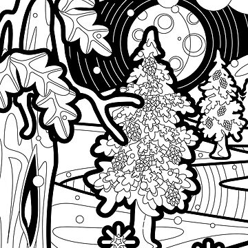Artwork thumbnail, Monisms Number 5, Trees and Moon by PaolaOpal