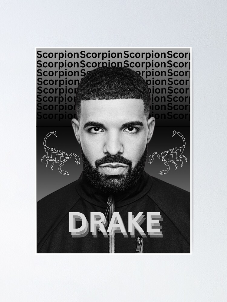 Drake Scorpion Black and White Poster for Sale by Maddymac37