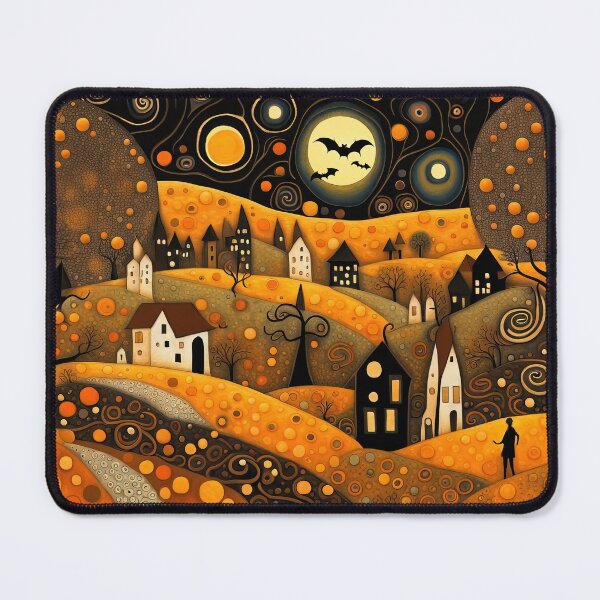 Item preview, Cute Halloween town with bats in moonlight designed and sold by 4Seasons.