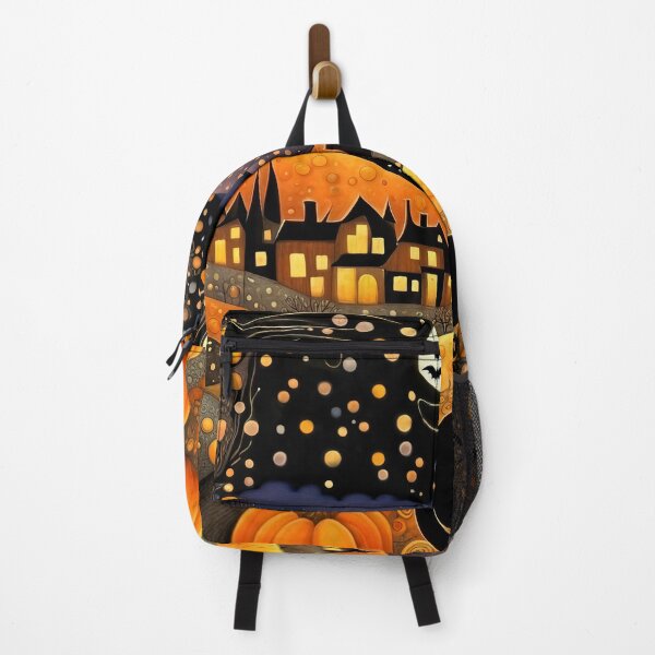 Item preview, Cute Halloween town with a black cat and pumpkins designed and sold by 4Seasons.