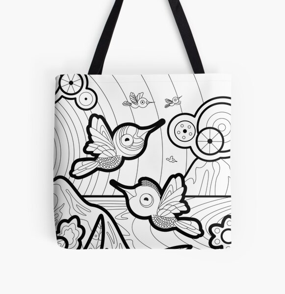 Monisms Number 2, Birds and Mountains All Over Print Tote Bag