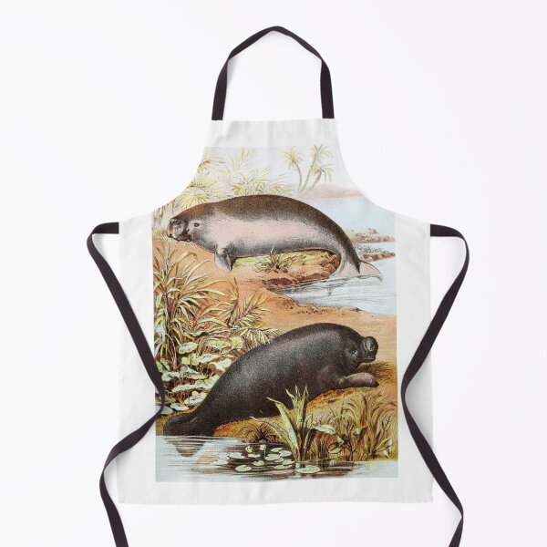 Item preview, Dugong and Manatee on Shore Vintage Chromolithograph Painting Animal Lover Gift designed and sold by ElegantTeaTime.