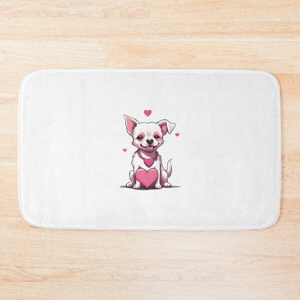 Item preview, Little white and pink dog with pink hearts designed and sold by ExtraSilver.