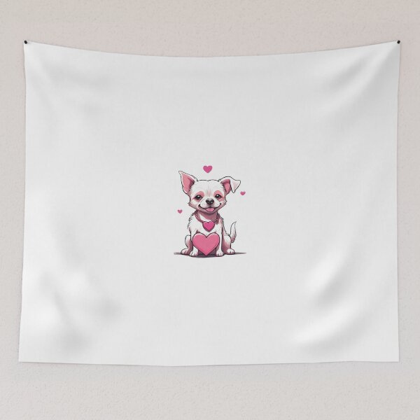 Item preview, Little white and pink dog with pink hearts designed and sold by ExtraSilver.