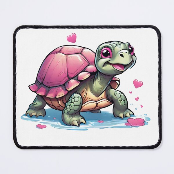Item preview, Little pink turtle surrounded by pink hearts designed and sold by ExtraSilver.