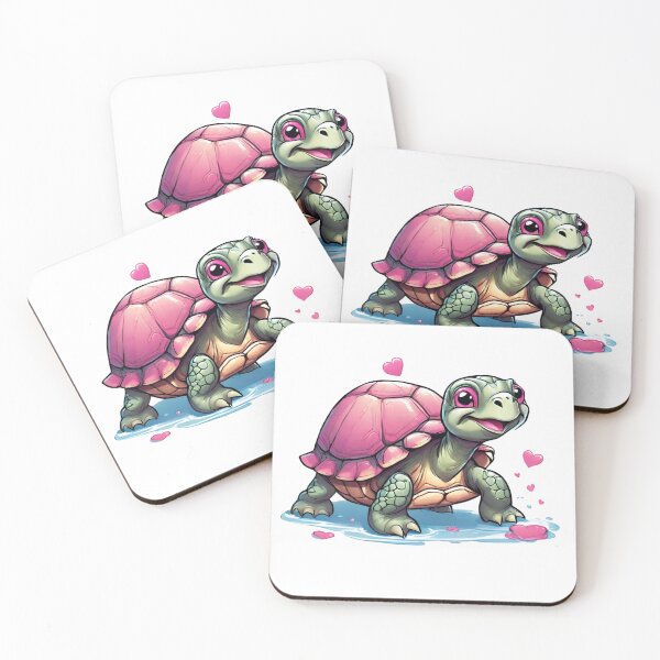 Item preview, Little pink turtle surrounded by pink hearts designed and sold by ExtraSilver.
