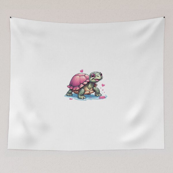 Item preview, Little pink turtle surrounded by pink hearts designed and sold by ExtraSilver.