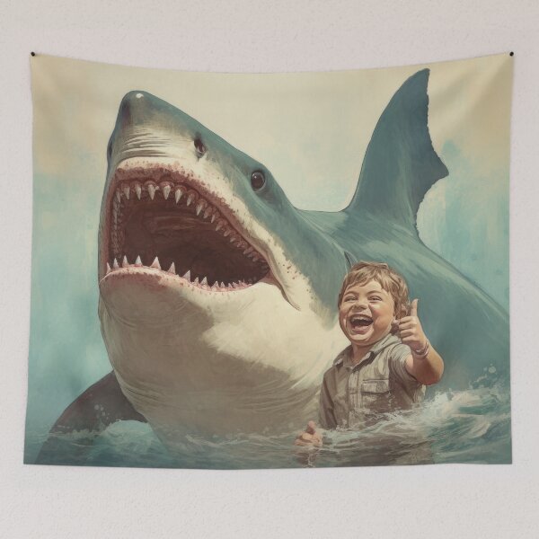 Item preview, baby taking selfie with shark designed and sold by Extraordinarym.