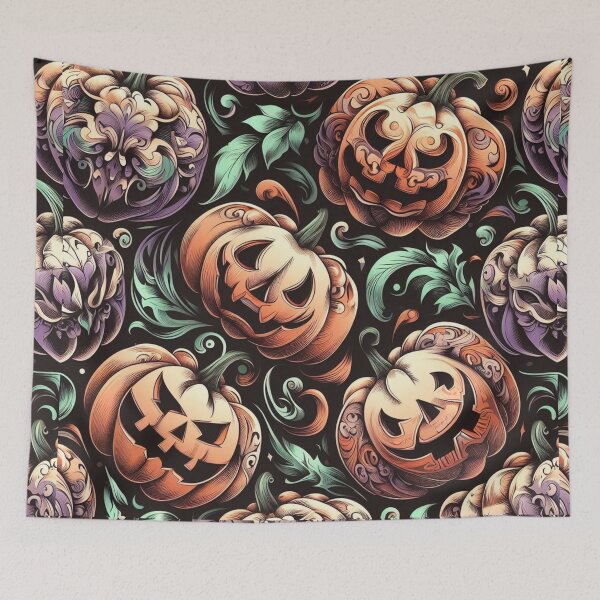 Item preview, Scary Pumpkins Creepy Jack O Lanterns Halloween Intricate Carved Pumpkin Filigree designed and sold by CoffeeIsATrip.