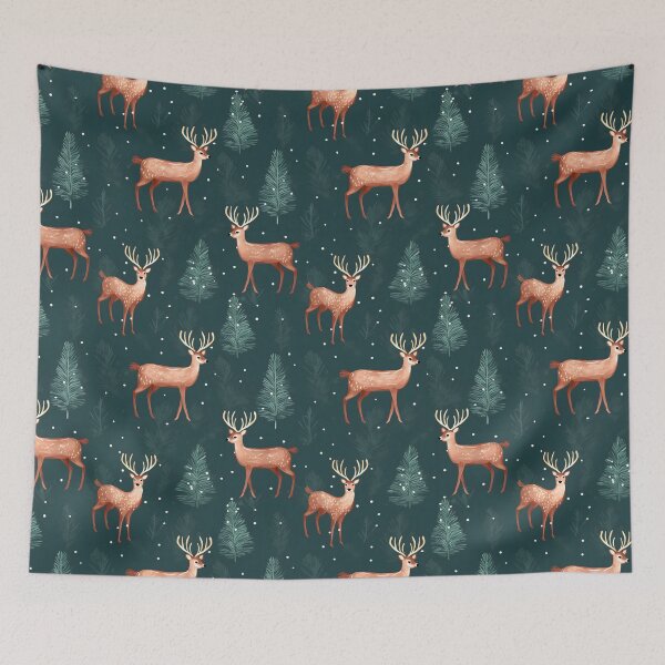Item preview, Red and Green Cute Reindeer, Composite Overlay Pattern #1 designed and sold by ARTficiallyAnon.