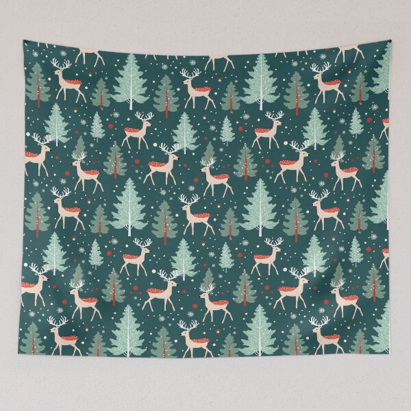 Item preview, Red and Green Cute Reindeer, Composite Overlay Pattern #2 designed and sold by ARTficiallyAnon.