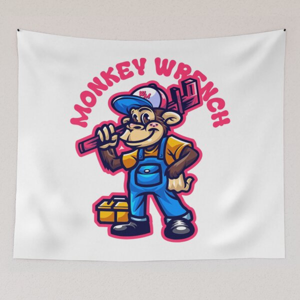 Item preview, Monkey Wrench Happy Funny Car Mechanic Retro Cartoon Vintage Comic designed and sold by JeannetteJGray.
