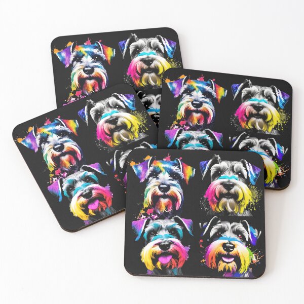 Aperçu de l'œuvre Schnauzers éclaboussés de 4 couleurs créée et vendue par SyTcreations.