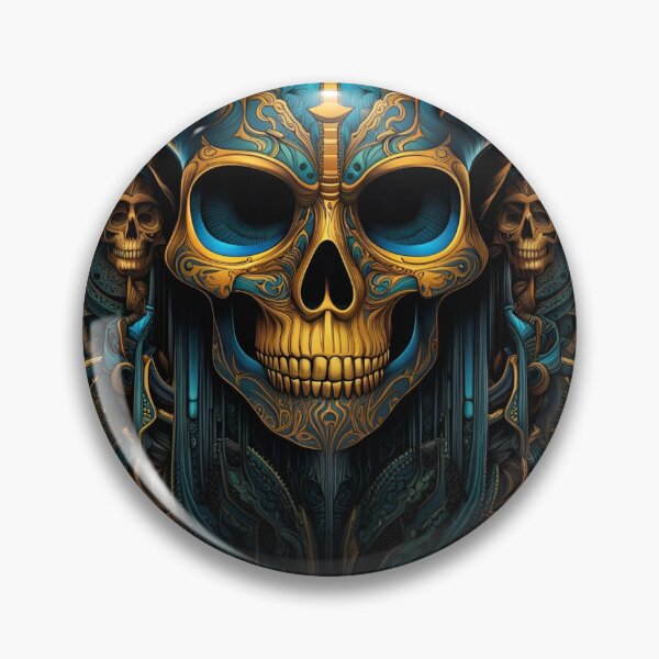 Item preview, Gold and turquoise skull designed and sold by WalterGomes.