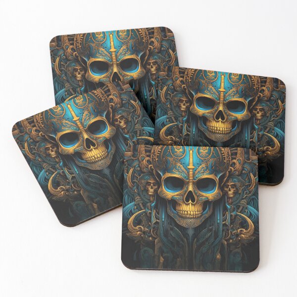 Item preview, Gold and turquoise skull designed and sold by WalterGomes.