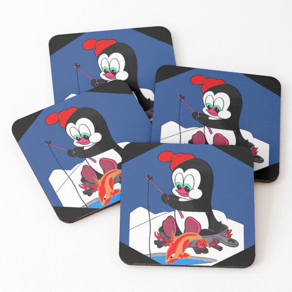 Item preview, Cartoon Penguin Ice Fishing Surreal Abstract Print  designed and sold by BeaJMcMasters.