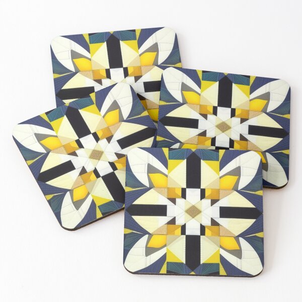 Item preview, Navy and yellow patterned quilt  designed and sold by Roxburylane.