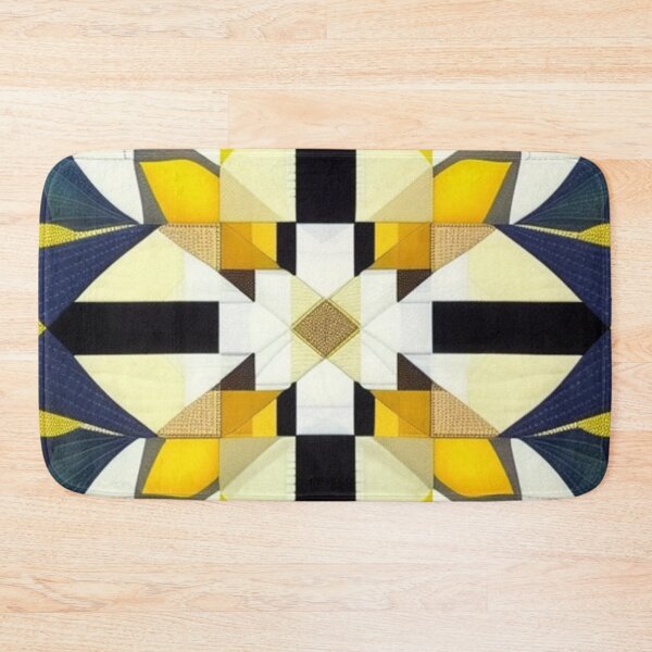 Item preview, Navy and yellow patterned quilt  designed and sold by Roxburylane.