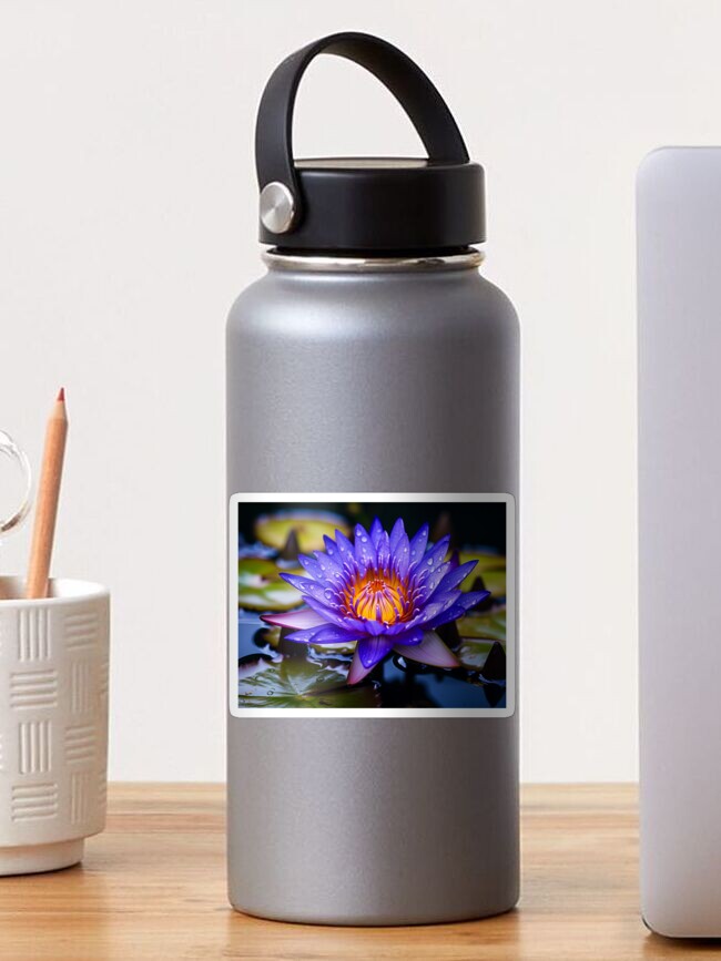 Sticker for Sale mit  blaue Lotusblume im Teich von aiphotosart