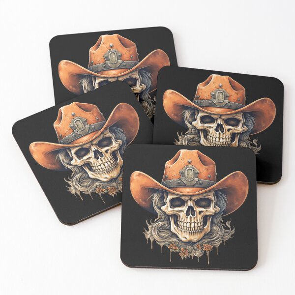 Item preview, Cowboy Spooky Halloween Skeleton Retro Skull designed and sold by PugD.