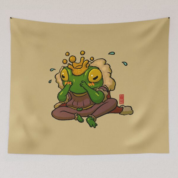 Item preview, cute shy frog prince art designed and sold by DingHuArt.