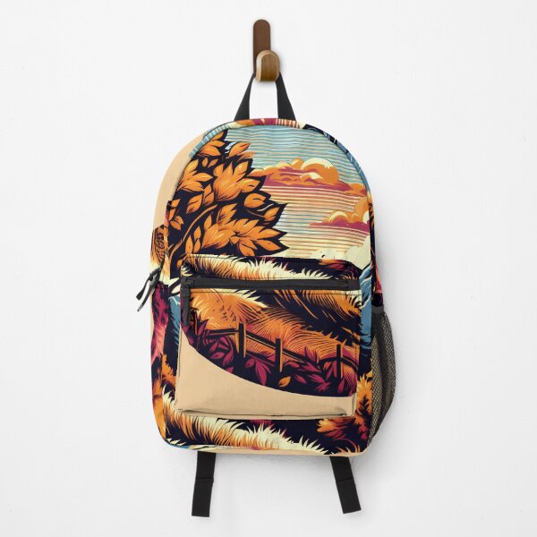 Item preview, Blue, orange, red, and autumn scenery designed and sold by tasilrio.