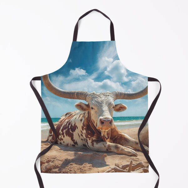 Item preview, Vaca de cuernos largos en la playa designed and sold by Elisabeth Lucas.