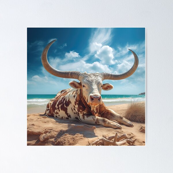 Item preview, Longhorn Cow on the Beach designed and sold by Elisabeth Lucas.