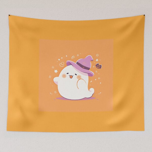 Item preview, Happy Ghost Wearing A Witch Hat designed and sold by JollyJellyFace.
