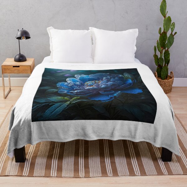 Item preview, blue peonies near dark tree designed and sold by aiphotosart.