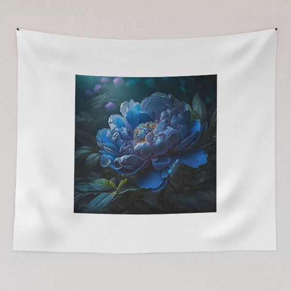 Item preview, blue peonies near dark tree designed and sold by aiphotosart.
