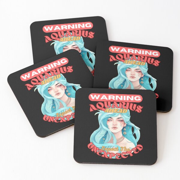 Item preview, Warning: Aquarius Ahead. Expect The Unexpected. Aquarius astrology designed and sold by ZodiacWonders.