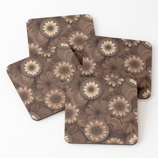 Item preview, a pattern of brown and white flowers designed and sold by Enga6.
