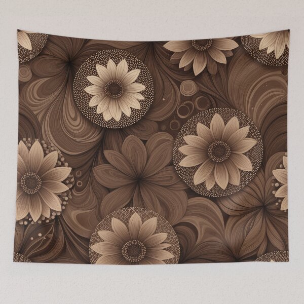 Item preview, a pattern of brown and white flowers designed and sold by Enga6.