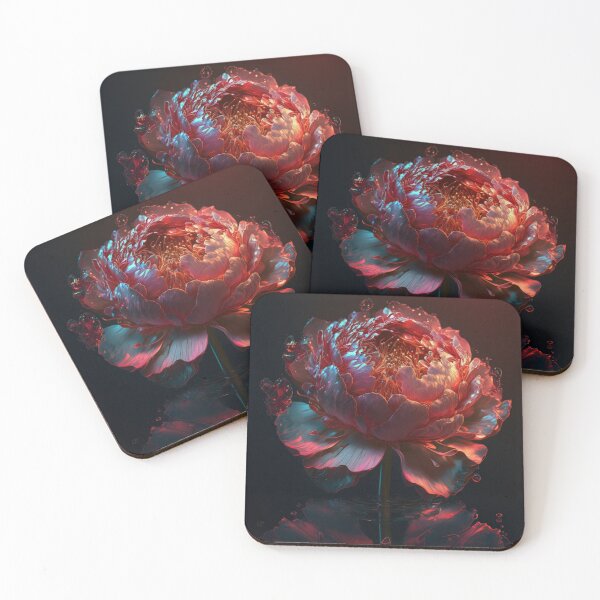 Item preview, peonies with pink backgrounds are on a black background designed and sold by aiphotosart.