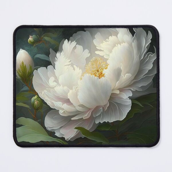 Item preview, a painting of white peonies in dark designed and sold by aiphotosart.