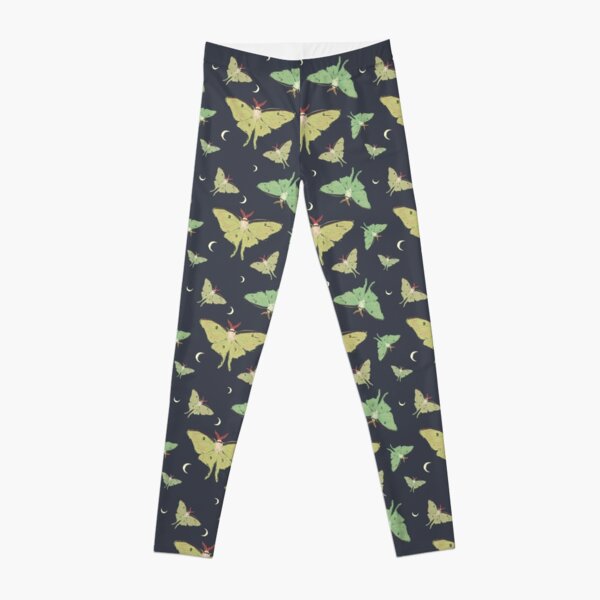 Luna Moths with Crescent Moons - Night Pattern Leggings