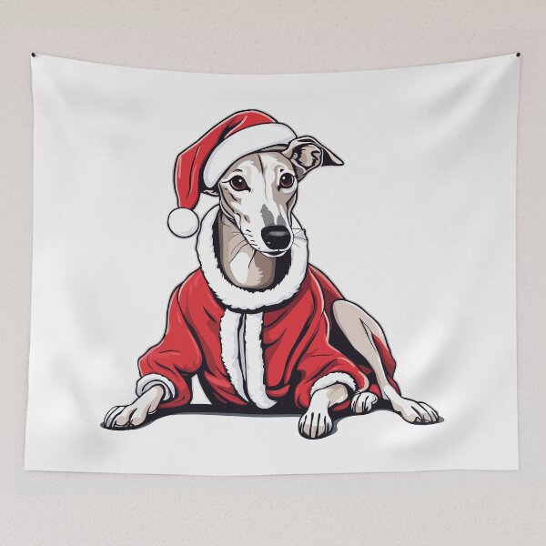 Item preview, Whippet in a Christmas Santa Hat and Suit designed and sold by Ameiva-Apparel.