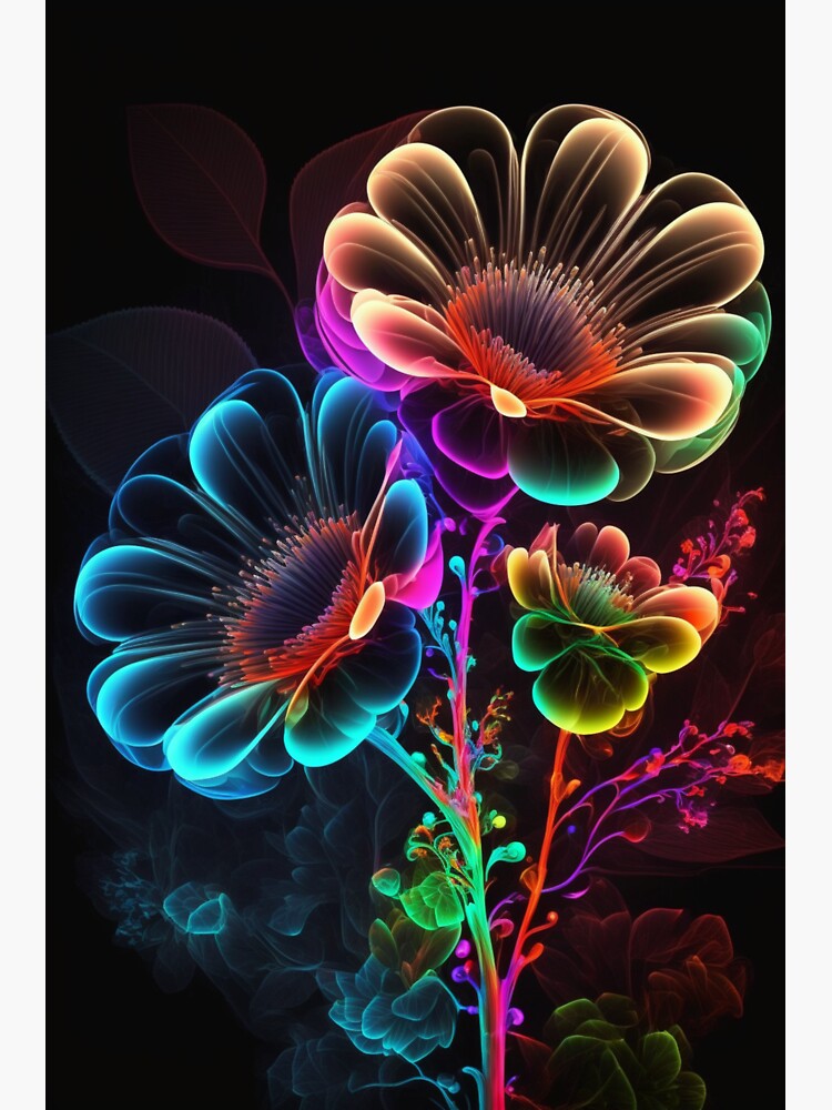 neon flowers with colorful lights and flowers Sticker for Sale by  aiphotosart
