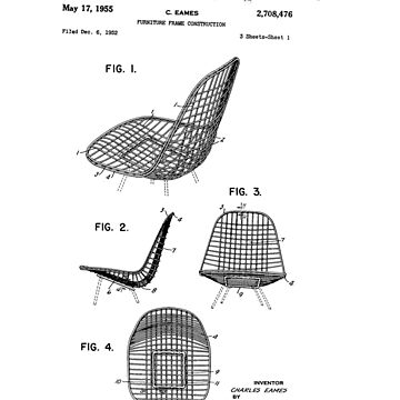 Artwork thumbnail, Design Legacy Icons Charles Eames Wire Chair US Patent Drawing by RealEstateFiend