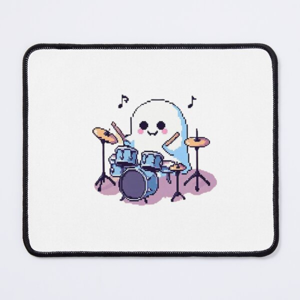 Item preview, a cute ghost playing a drumkit designed and sold by vidademusico.