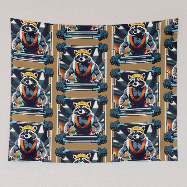 Item preview, Gym racoon with big muscles designed and sold by slothsandducks.