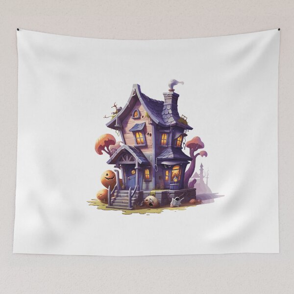 Item preview, Halloween Cute Cartoon Haunted House with Pumpkins (Image 20/20) designed and sold by DigitalArtify.