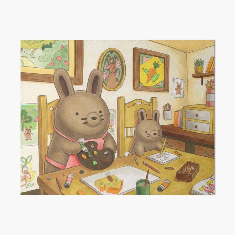 Artsy Bun Buns Art Board Print